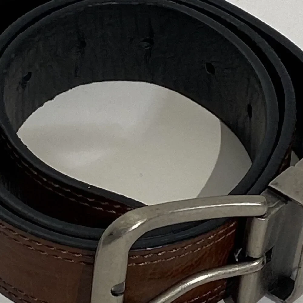 Genuine Dickies Men's Brown Black Reversible‎ Double Stitch Adjustable Belt 38